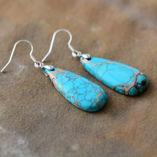 HOF Rowan Natural Stone Copper Teardrop Earrings