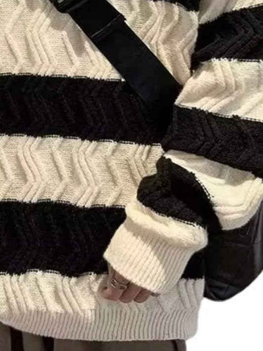 Modern Finesse Mercer Men's Oversized Striped Textured Knit Sweater