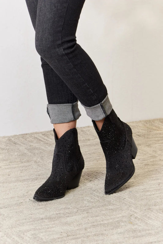 East Lion Corp Liora Rhinestone Ankle Cowboy Boots