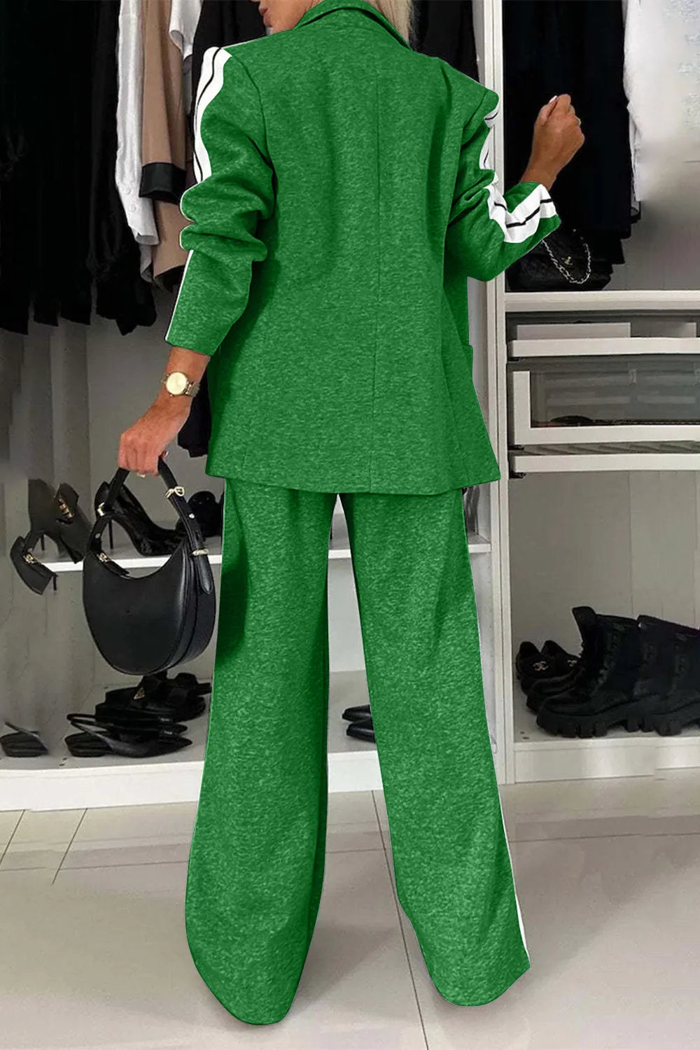 Modern Finesse Arden Contrast Lapel Collar Top and Pants Set