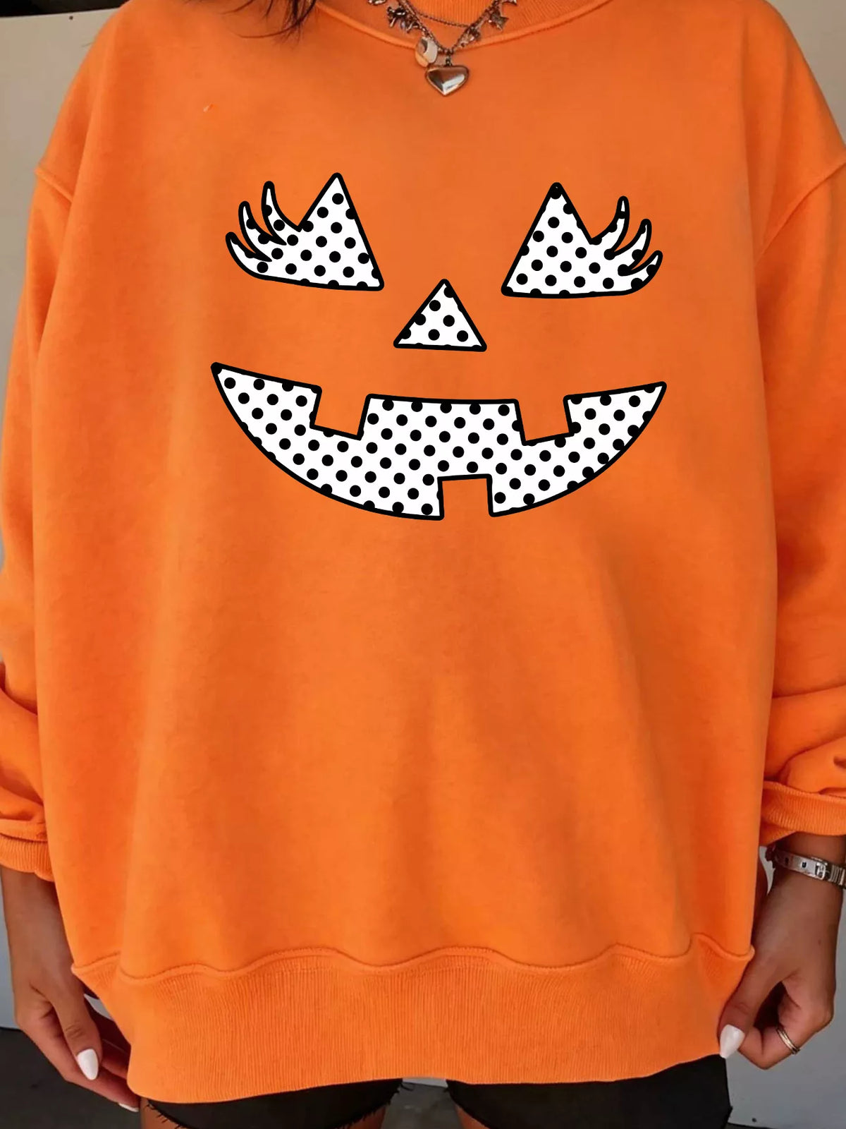 Modern Finesse Pumpkin Dot Oversized Sweatshirt product image