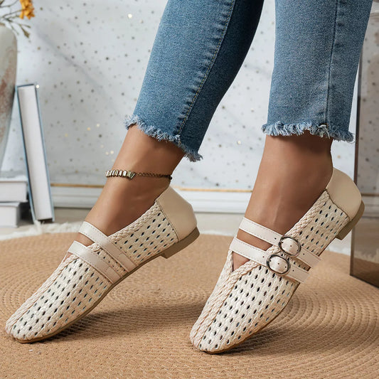 Modern Finesse Amara Woven Hollow-Out Slip-Ons