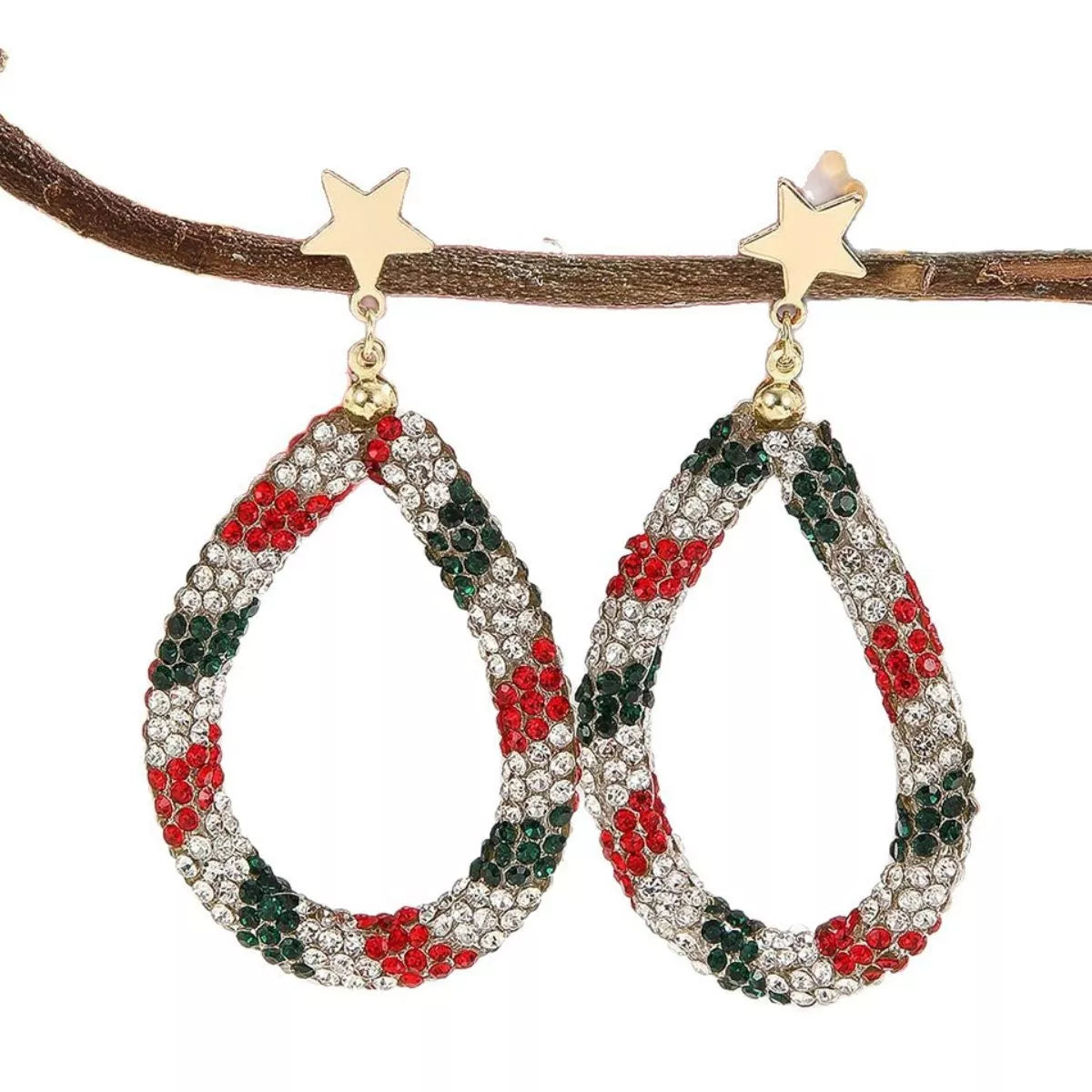 HOF Flora Christmas Rhinestone Teardrop Earrings