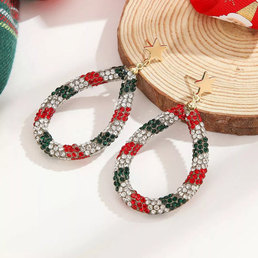 HOF Flora Christmas Rhinestone Teardrop Earrings