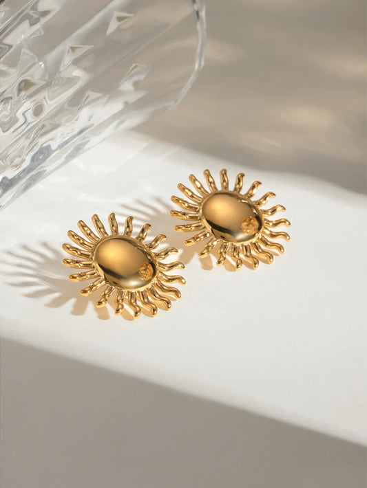 HOF Anya 18K Gold-Plated Stainless Steel Sun Stud Earrings