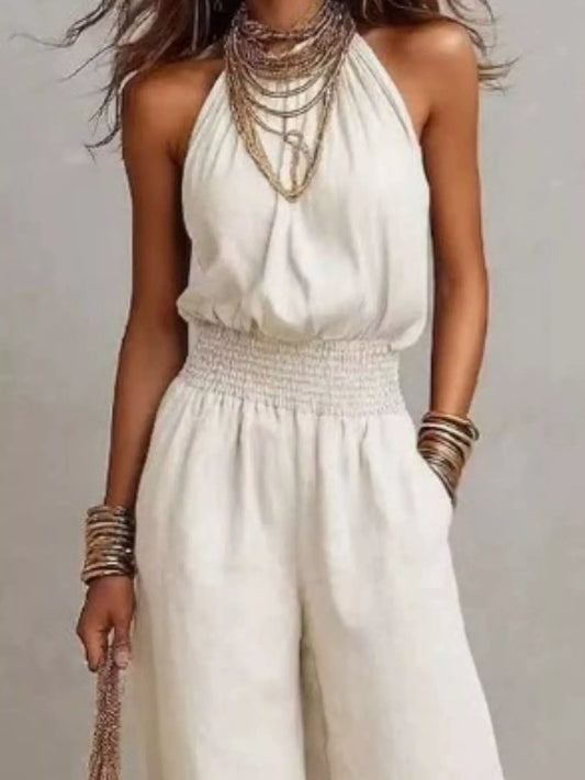 Modern Finesse Lena Halter Neck Wide-Leg Jumpsuit