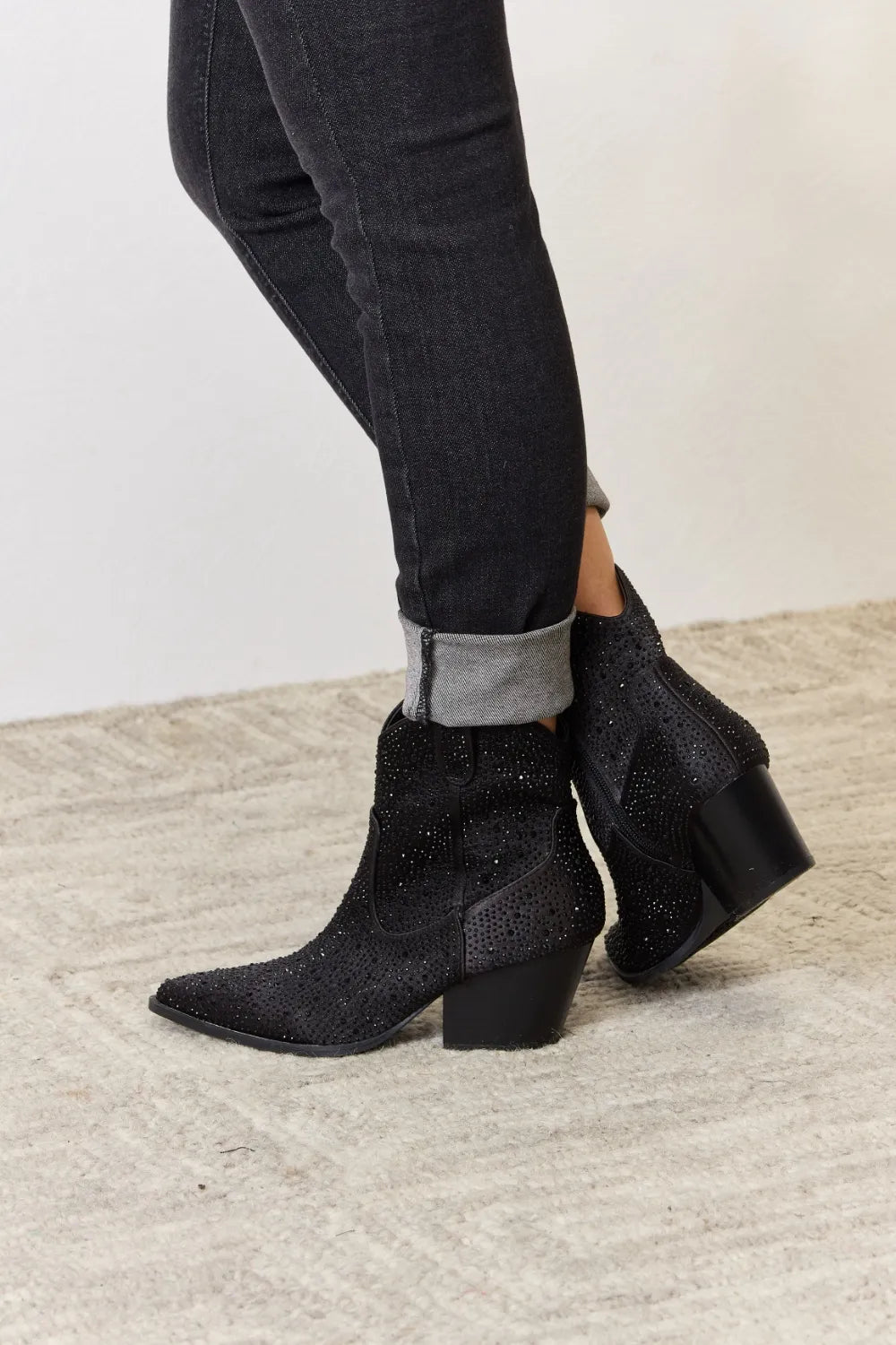 East Lion Corp Liora Rhinestone Ankle Cowboy Boots