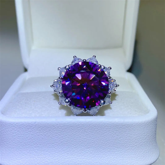 HOF Sienna 10 Carat Moissanite 925 Sterling Silver Flower Shape Ring