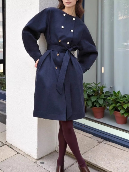 Modern Finesse Liora Double-Breasted Long Sleeve Trench Coat