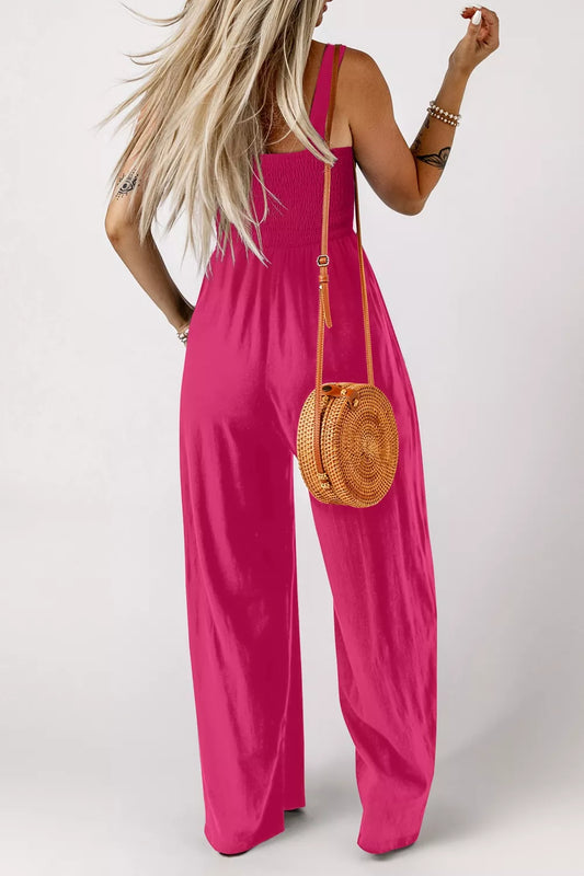 Modern Finesse Zora Smocked Bodice Wide-Leg Jumpsuit