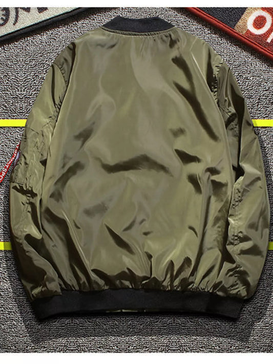 Modern Finesse Nash Men's Military-Inspired Patched Bomber Jacket — Extended Sizes