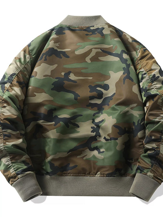Modern Finesse Knox Men's Camouflage Zip Up Bomber Jacket — Extended Sizes
