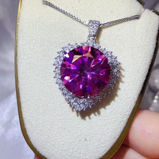 House Of Finesse Regalia 20 Carat Moissanite Pendant Necklace in silver