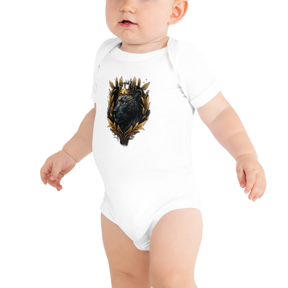 Black Finesse Signature Logo Baby Bodysuit — front view