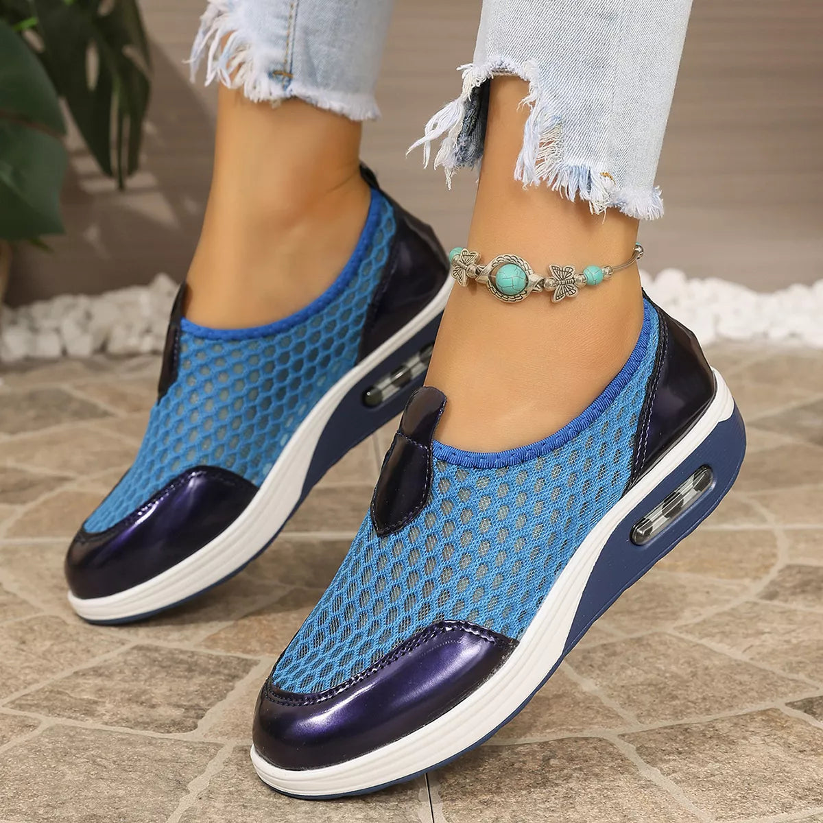 Modern Finesse Sienna Breathable Mesh Wedge Slip-Ons