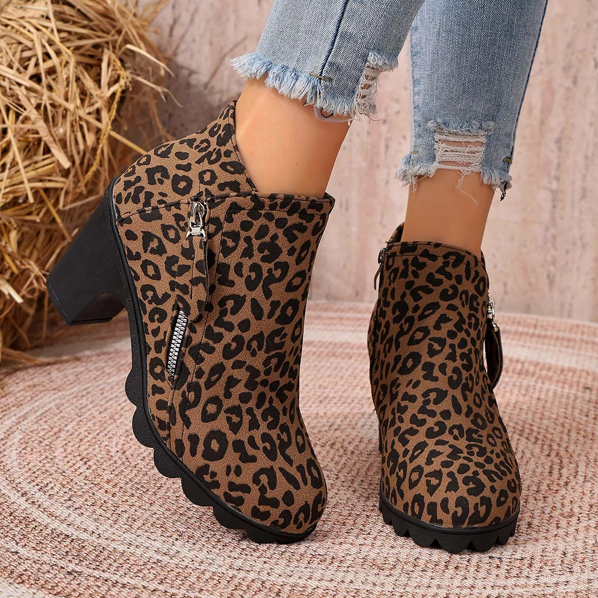 Modern Finesse Hazel Round-Toe Block Heels Boots