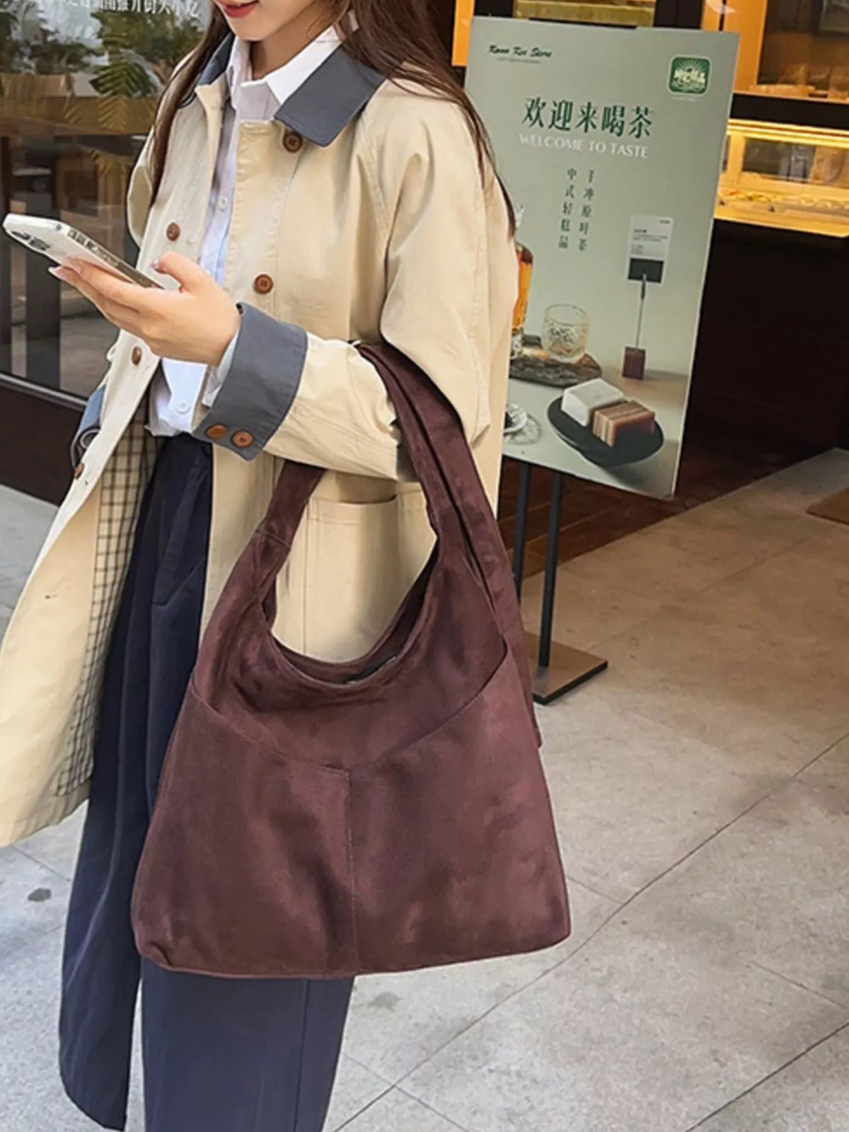Modern Finesse Earthline Suede Shoulder Bag