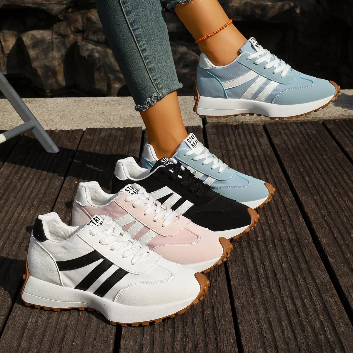 Modern Finesse Nova Round-Toe Lace-Up Sneakers