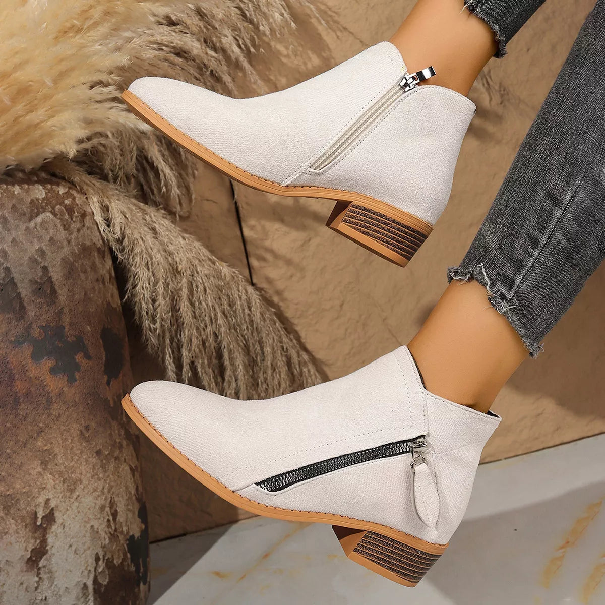 Modern Finesse Gallery Suede Point-Toe Low-Heel Boots - product view 9