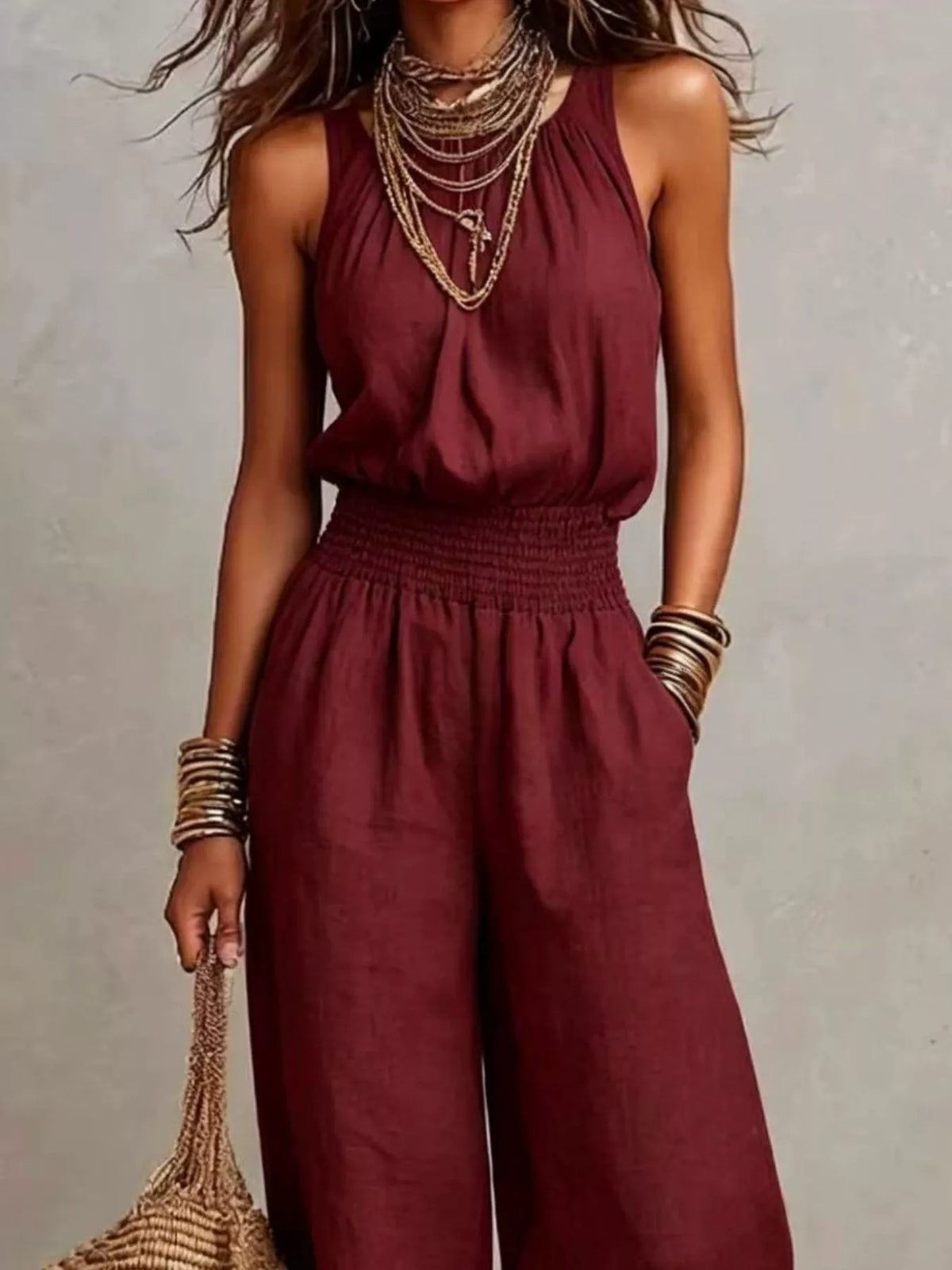 Modern Finesse Lena Halter Neck Wide-Leg Jumpsuit