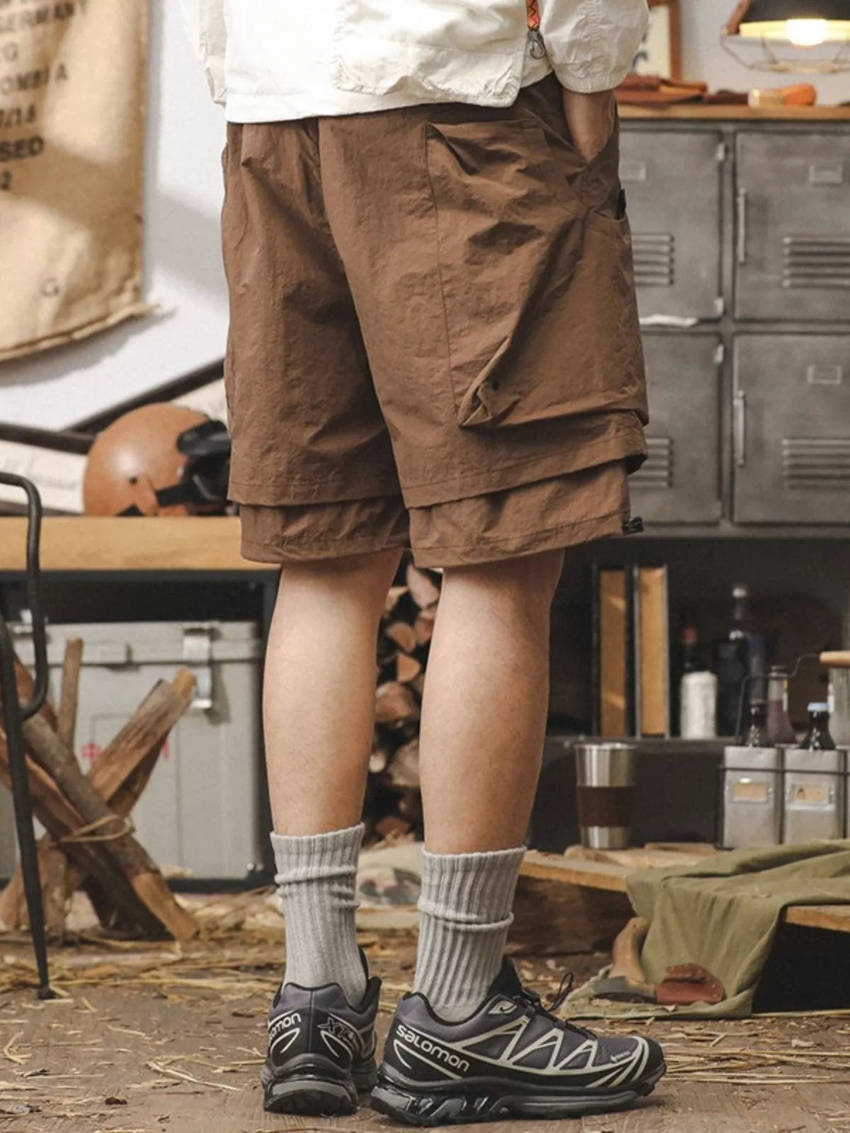 Modern Finesse Camden Men's Multiple Pocket Layered Cargo Shorts with Drawstring Hem — Extended Sizes