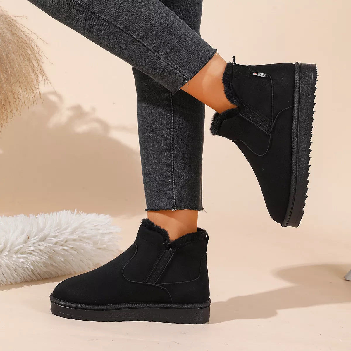 Modern Finesse Winter Walk Plush-Lined Suede Ankle Boots