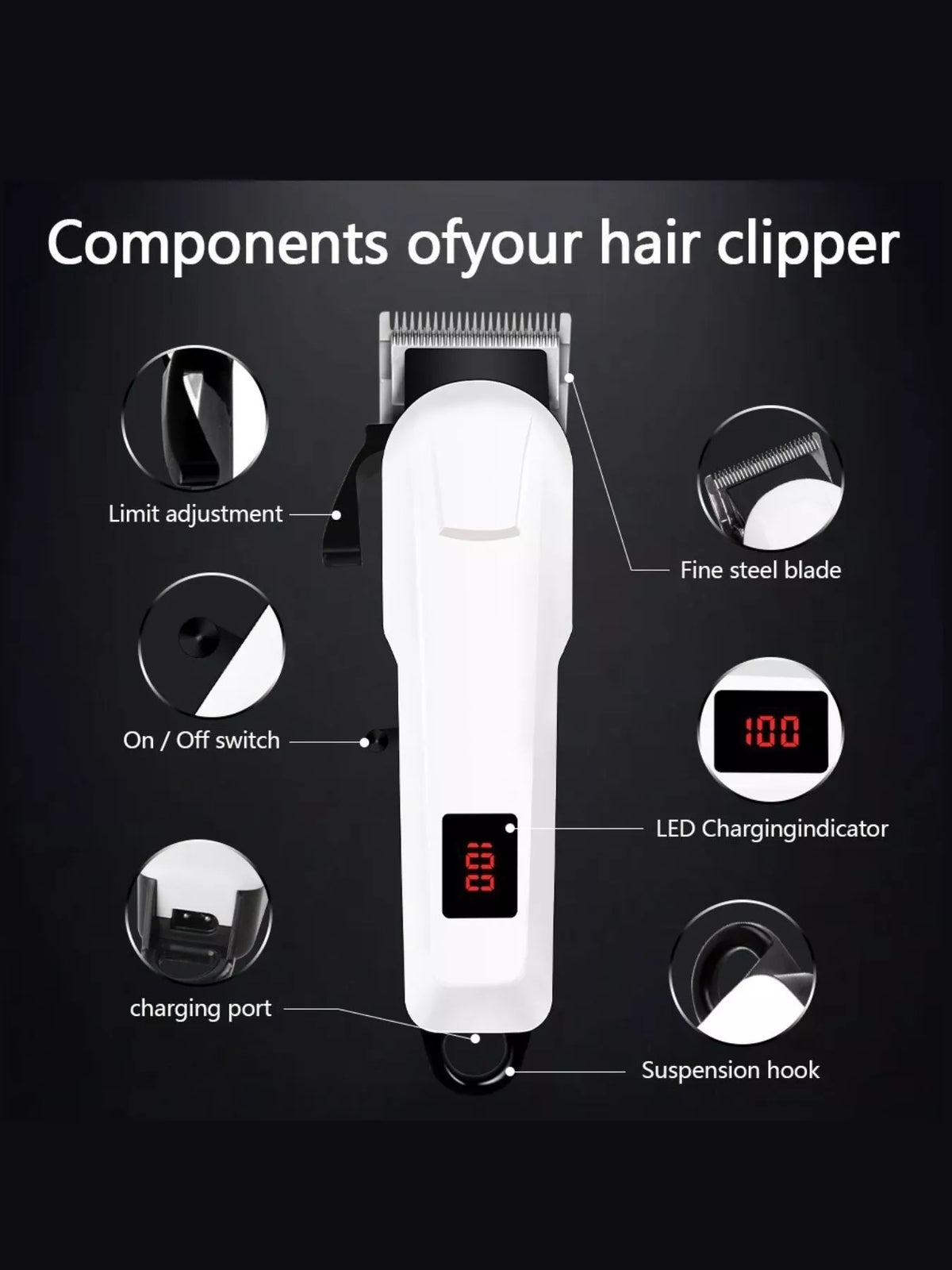 HOF Sienna Cordless Hair Clipper with LED Display