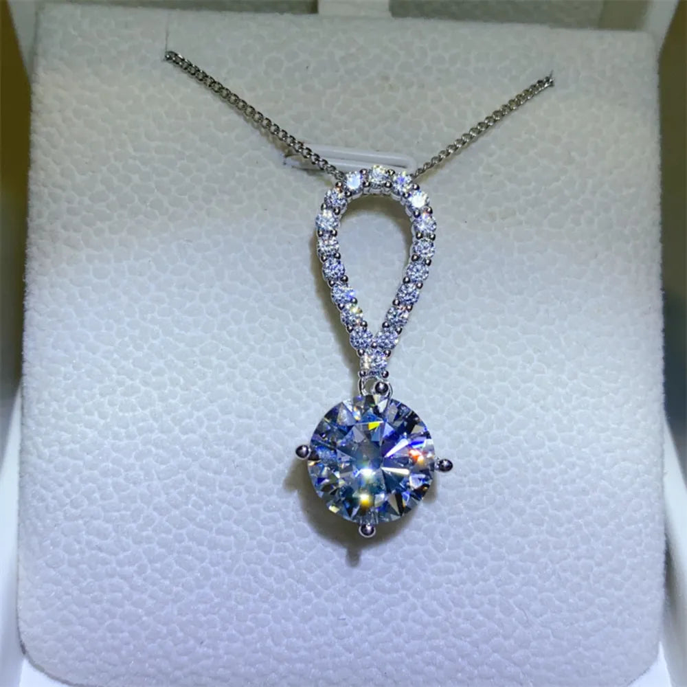 House Of Finesse Teardrop Radiance 5 Carat Moissanite Necklace in silver