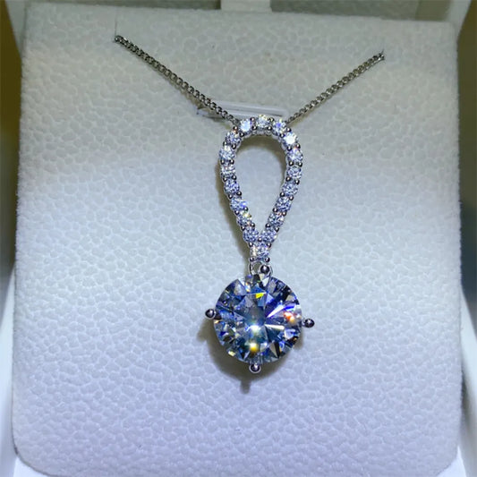 House Of Finesse Teardrop Radiance 5 Carat Moissanite Necklace in silver