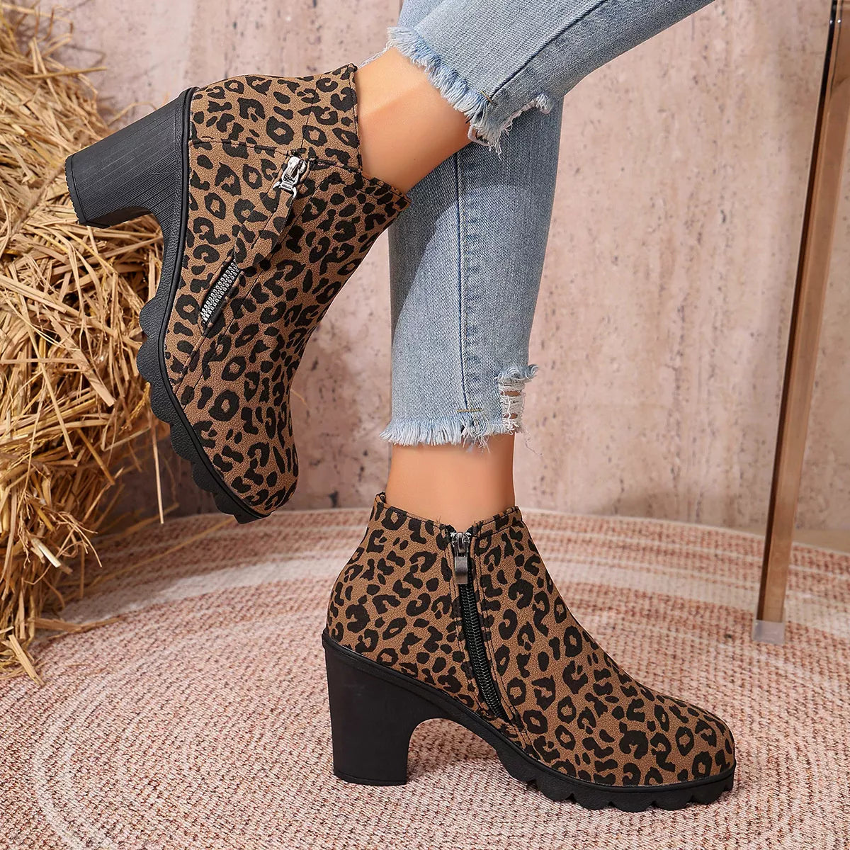 Modern Finesse Hazel Round-Toe Block Heels Boots