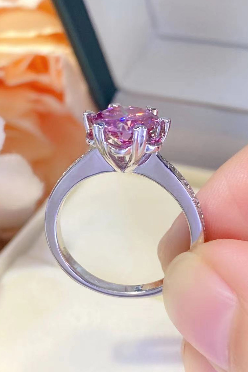 House Of Finesse Rose Radiance 2 Carat Moissanite Ring in pink