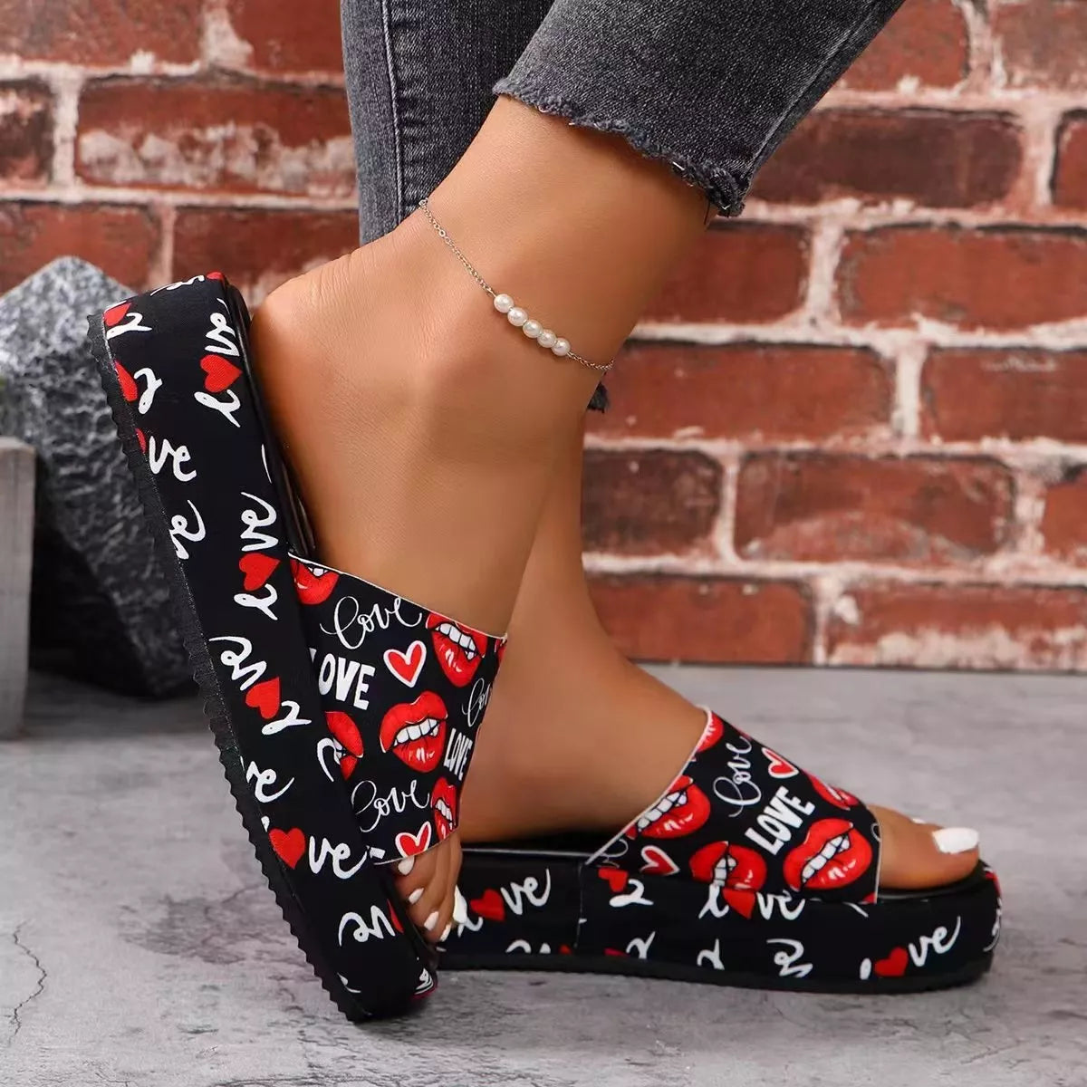 Modern Finesse Solace Butterfly Print Platform Sandals