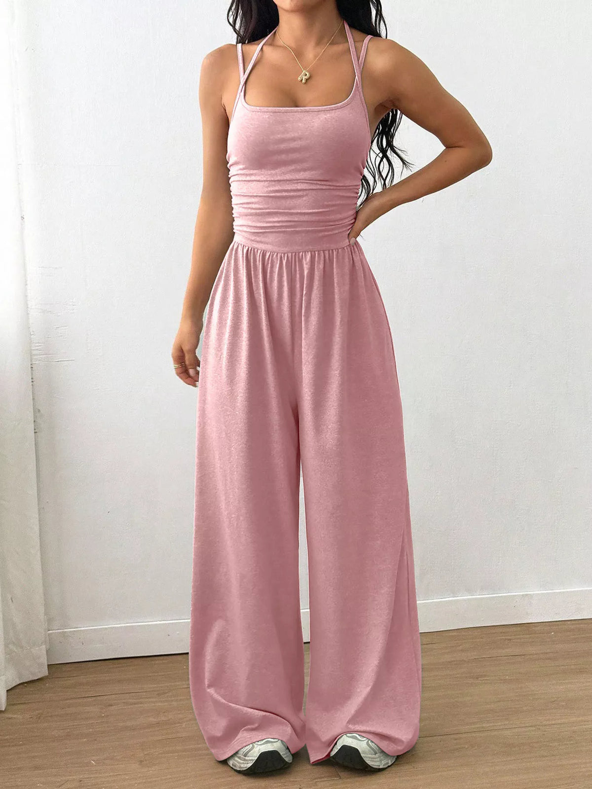 Modern Finesse Brielle Spaghetti Strap Wide-Leg Jumpsuit