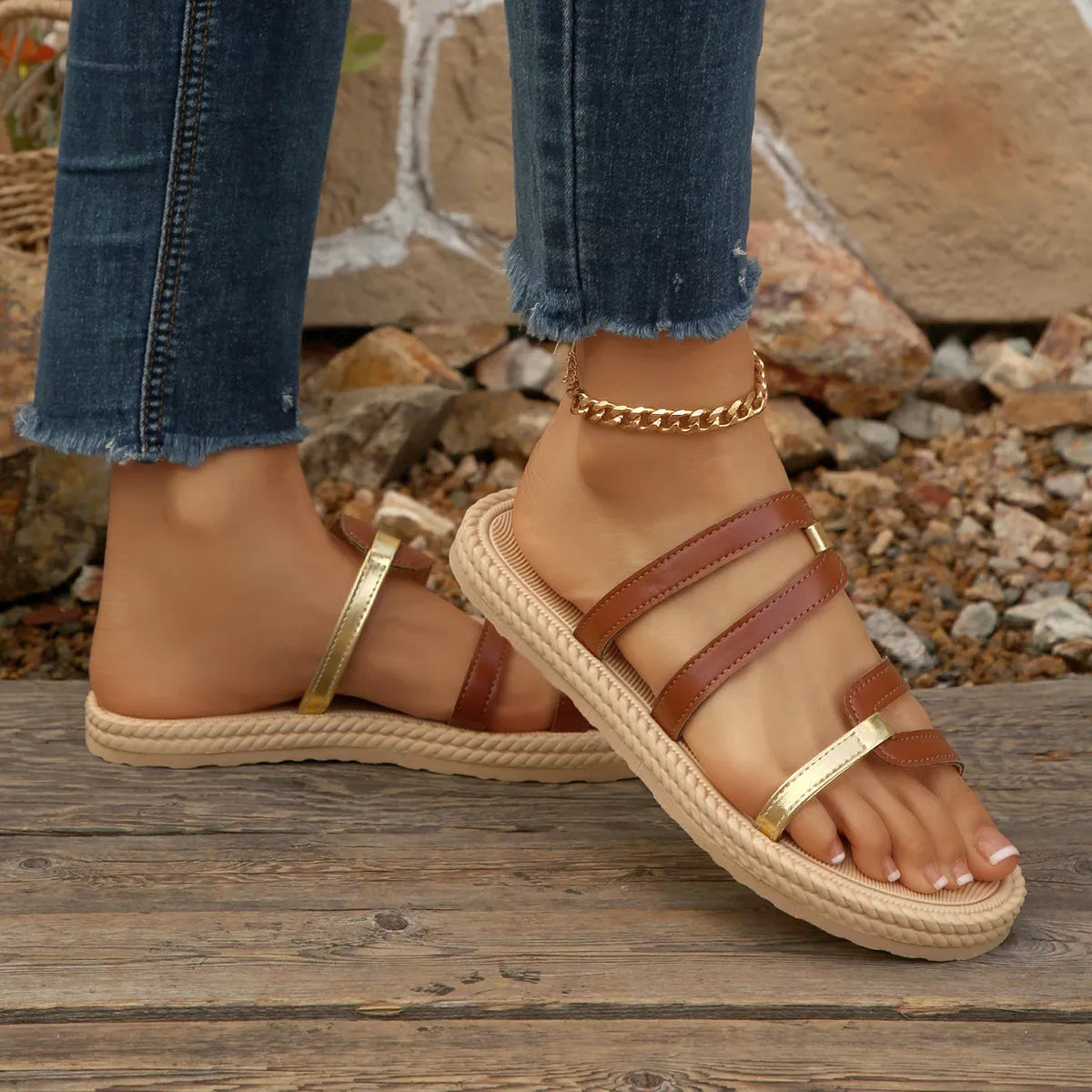 Modern Finesse Flora Open-Toe Flat Sandals
