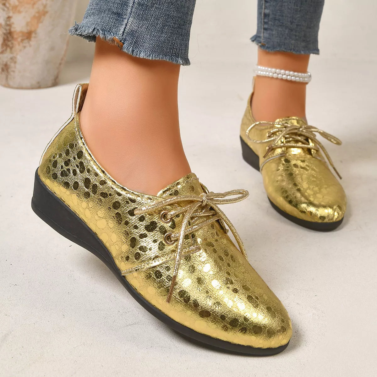 Modern Finesse Lustre Point-Toe Wedge Loafers
