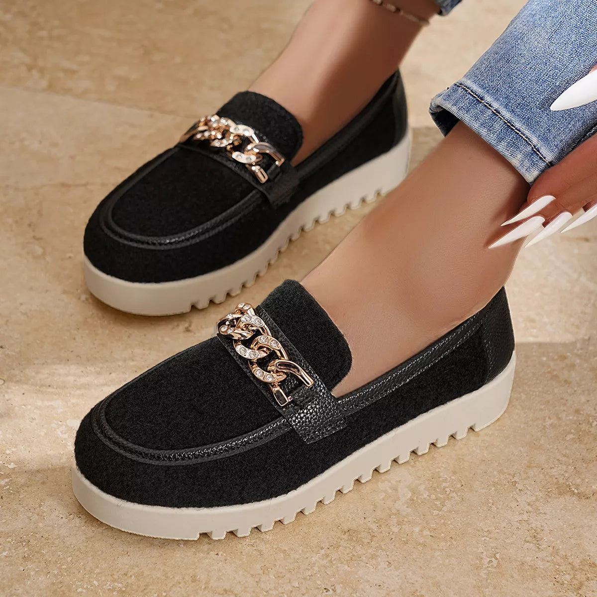 Modern Finesse Platform Line Round-Toe Slip-Ons