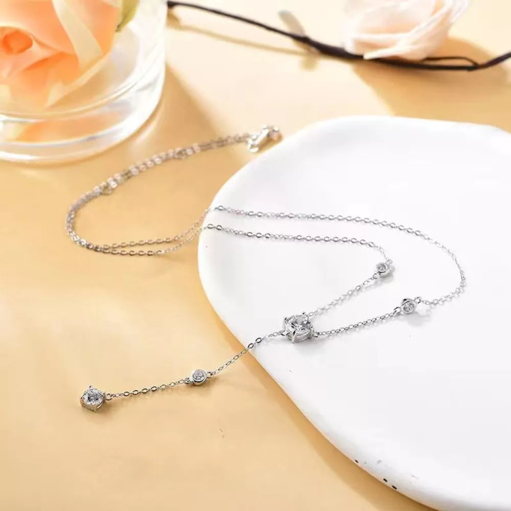 House Of Finesse Celestia 1.5 Carat Moissanite Necklace in silver