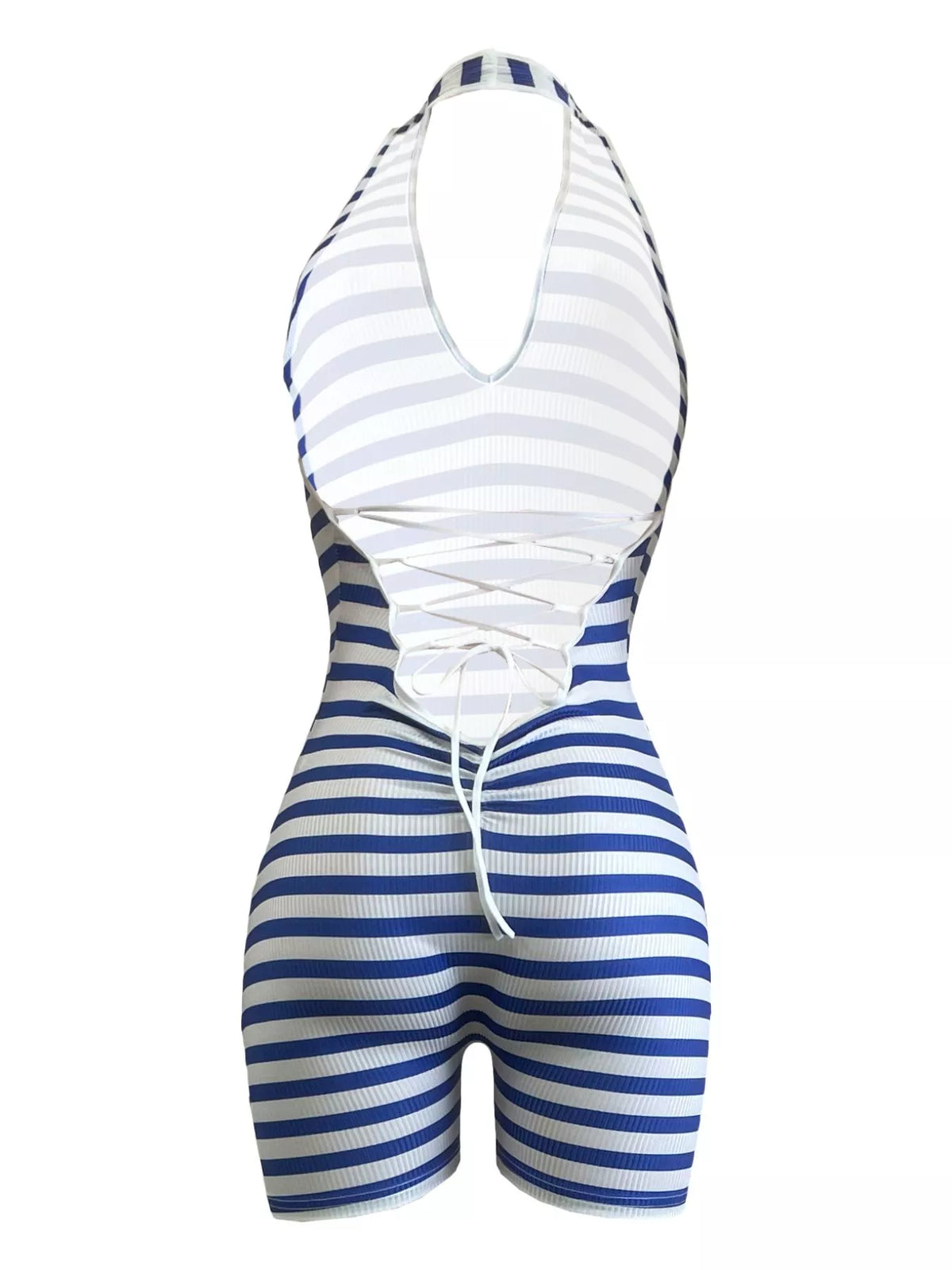 Modern Finesse Liora Striped Halter Neck Romper
