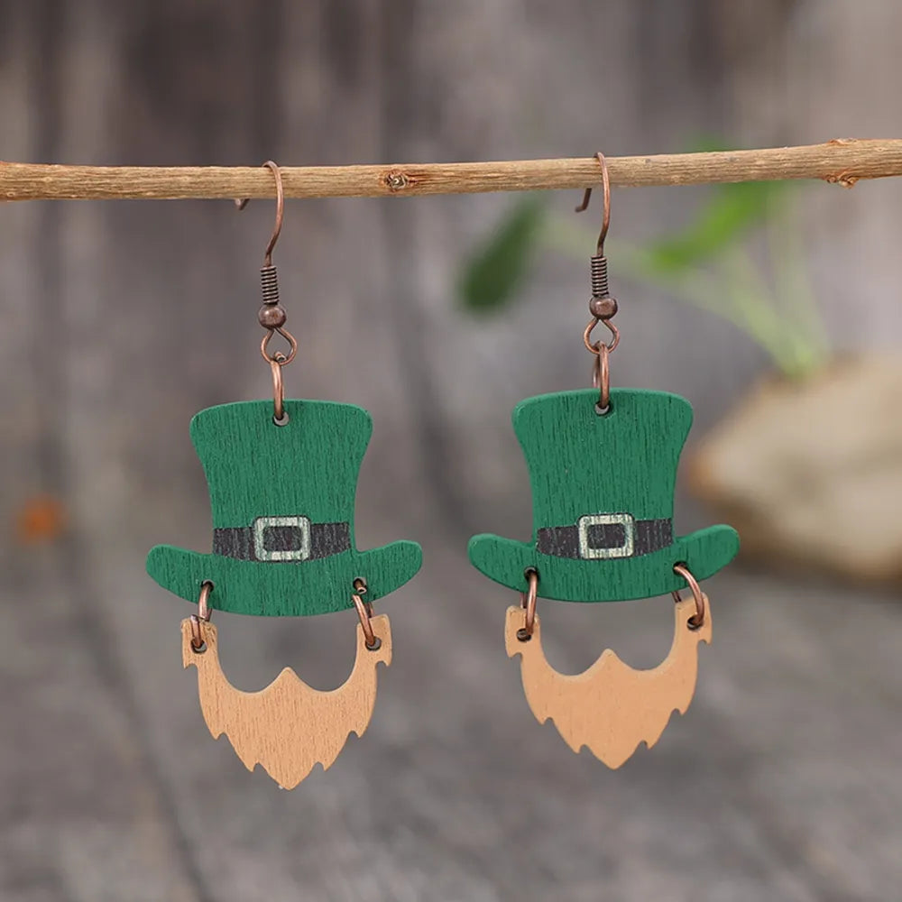 HOF Vale Wooden Hat Shape Dangle Earrings