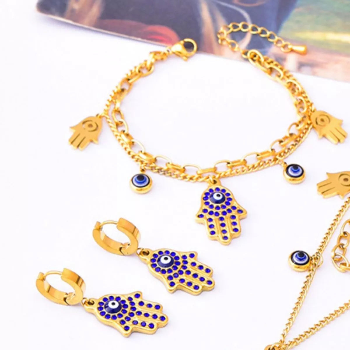 HOF Vale 18K Gold-Plated Hand Charm Jewelry Set