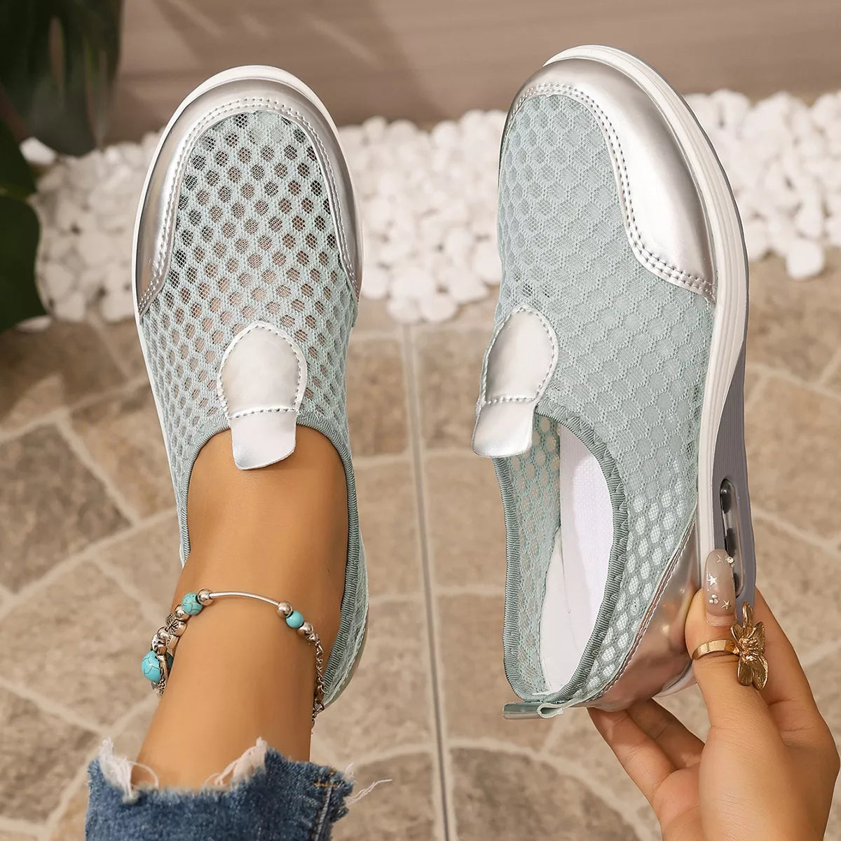 Modern Finesse Sienna Breathable Mesh Wedge Slip-Ons