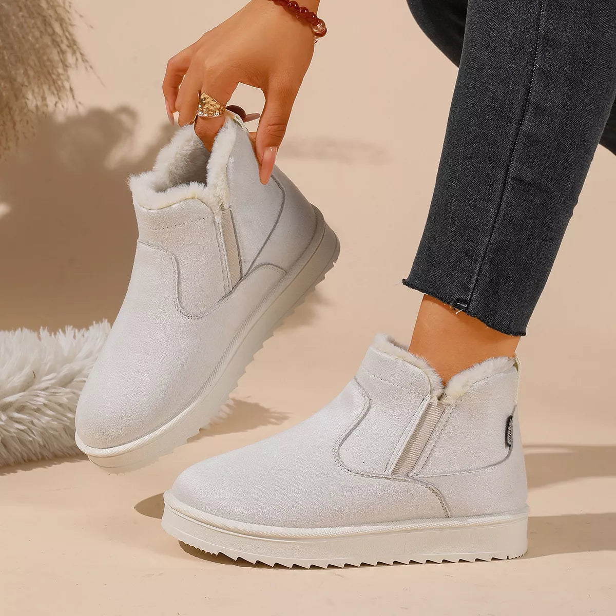 Modern Finesse Winter Walk Plush-Lined Suede Ankle Boots
