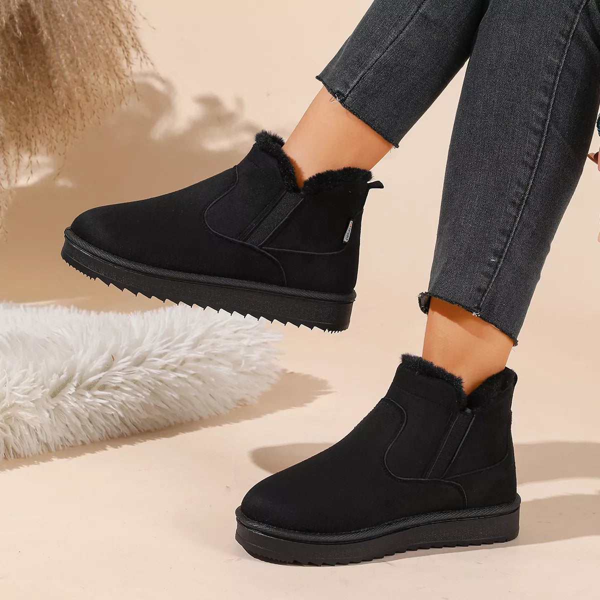 Modern Finesse Winter Walk Plush-Lined Suede Ankle Boots