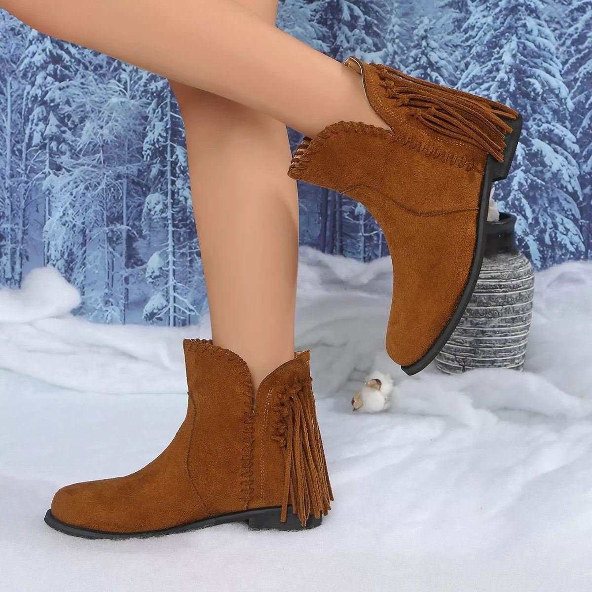 Modern Finesse Meridian Fringe Point-Toe Ankle Boots - product view 6