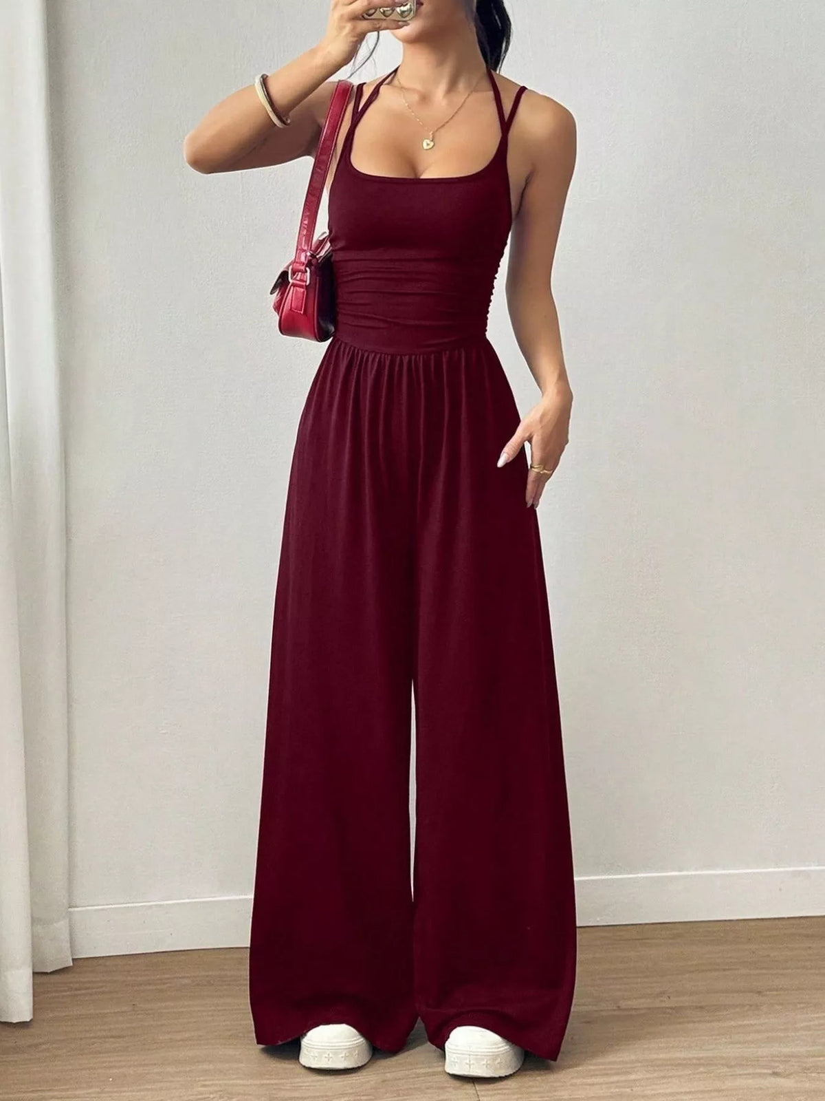 Modern Finesse Brielle Spaghetti Strap Wide-Leg Jumpsuit