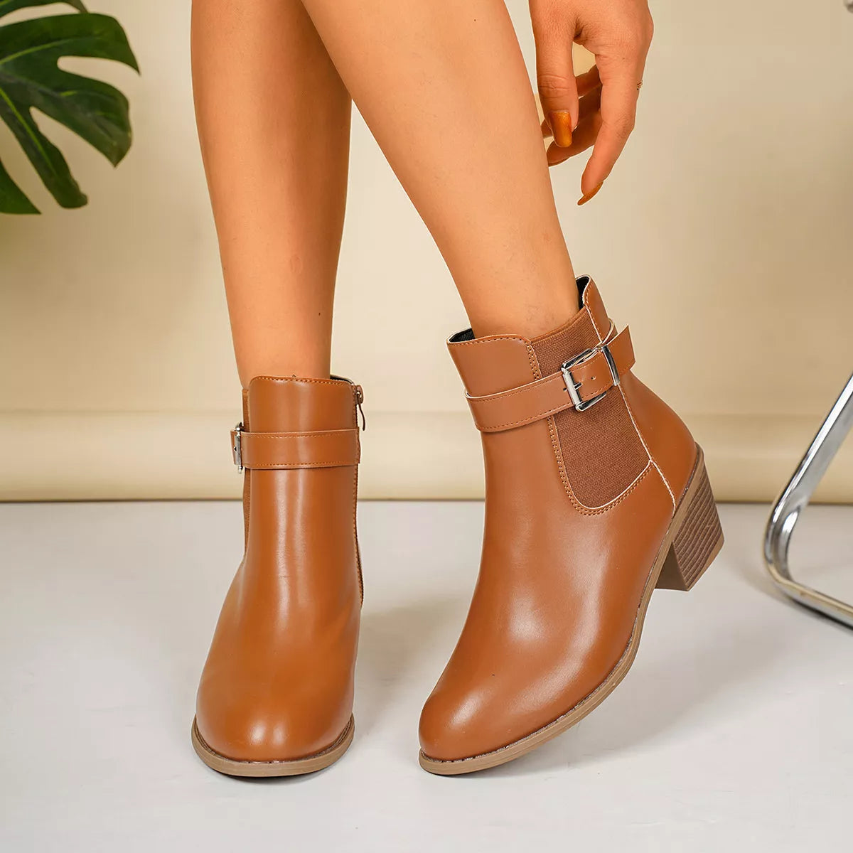 Modern Finesse Sharp Step Point-Toe Block-Heel Boots