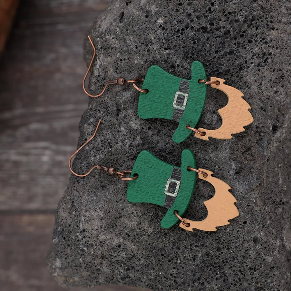 HOF Vale Wooden Hat Shape Dangle Earrings