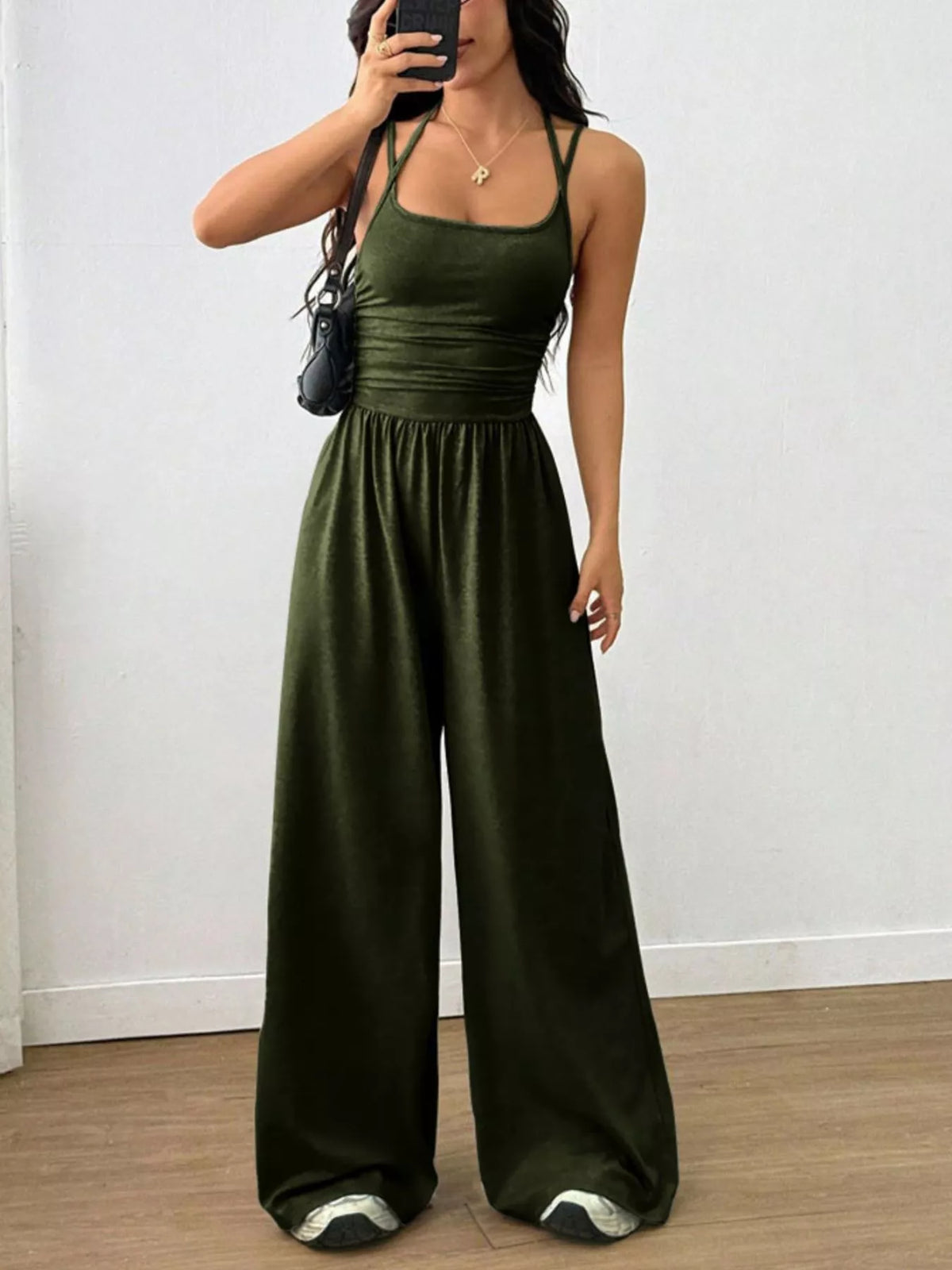 Modern Finesse Brielle Spaghetti Strap Wide-Leg Jumpsuit