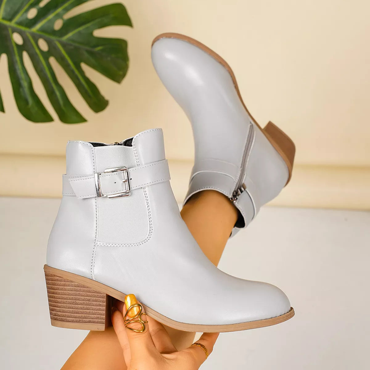 Modern Finesse Sharp Step Point-Toe Block-Heel Boots