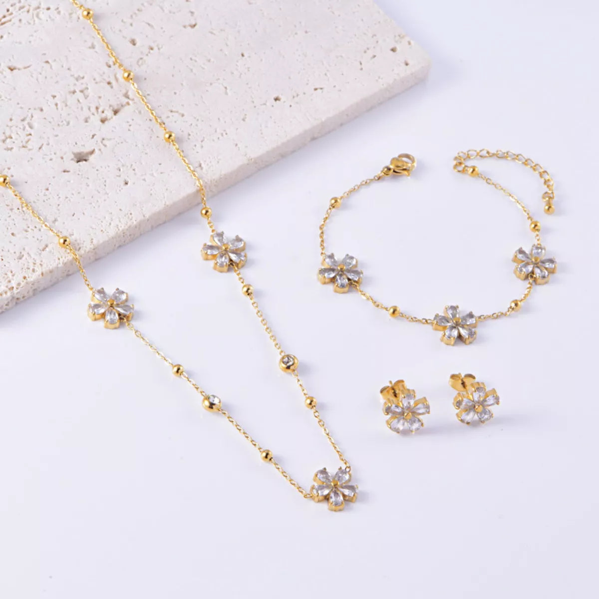 HOF Marlowe 18K Gold-Plated Flower Jewelry Set